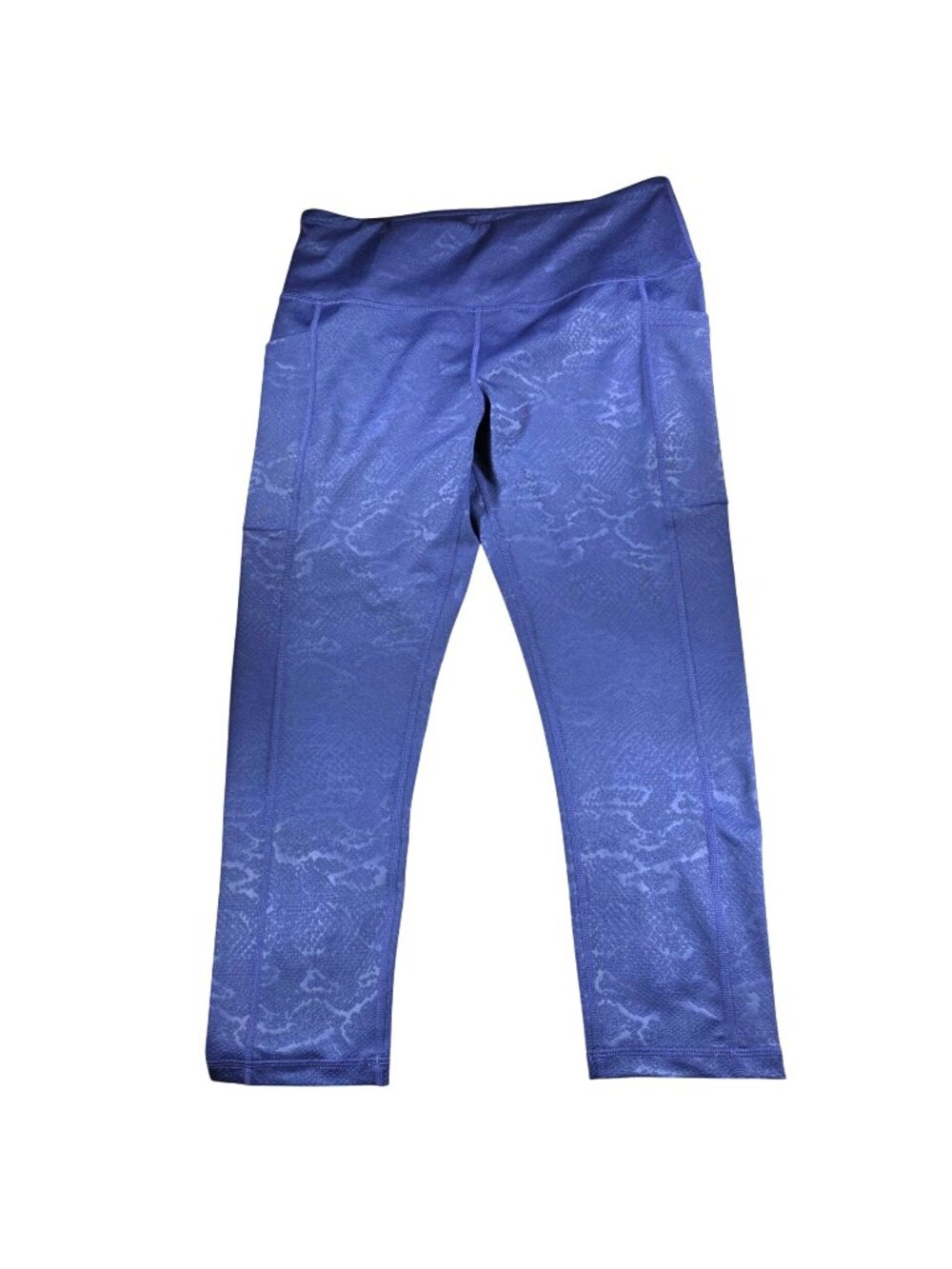 CVG Blue Snake Print High-Waisted Leggings Side Pockets Medium Fitness Pants
